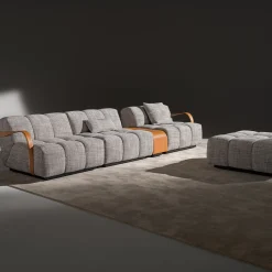 Ferri 1956 Sofas<Venice Gray Fabric With Brown Leather Details Sofa #2