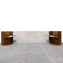 Maria Vittoria Paggini Nightstands<Verale Wood and Steel Headboard with Integrated Night Tables