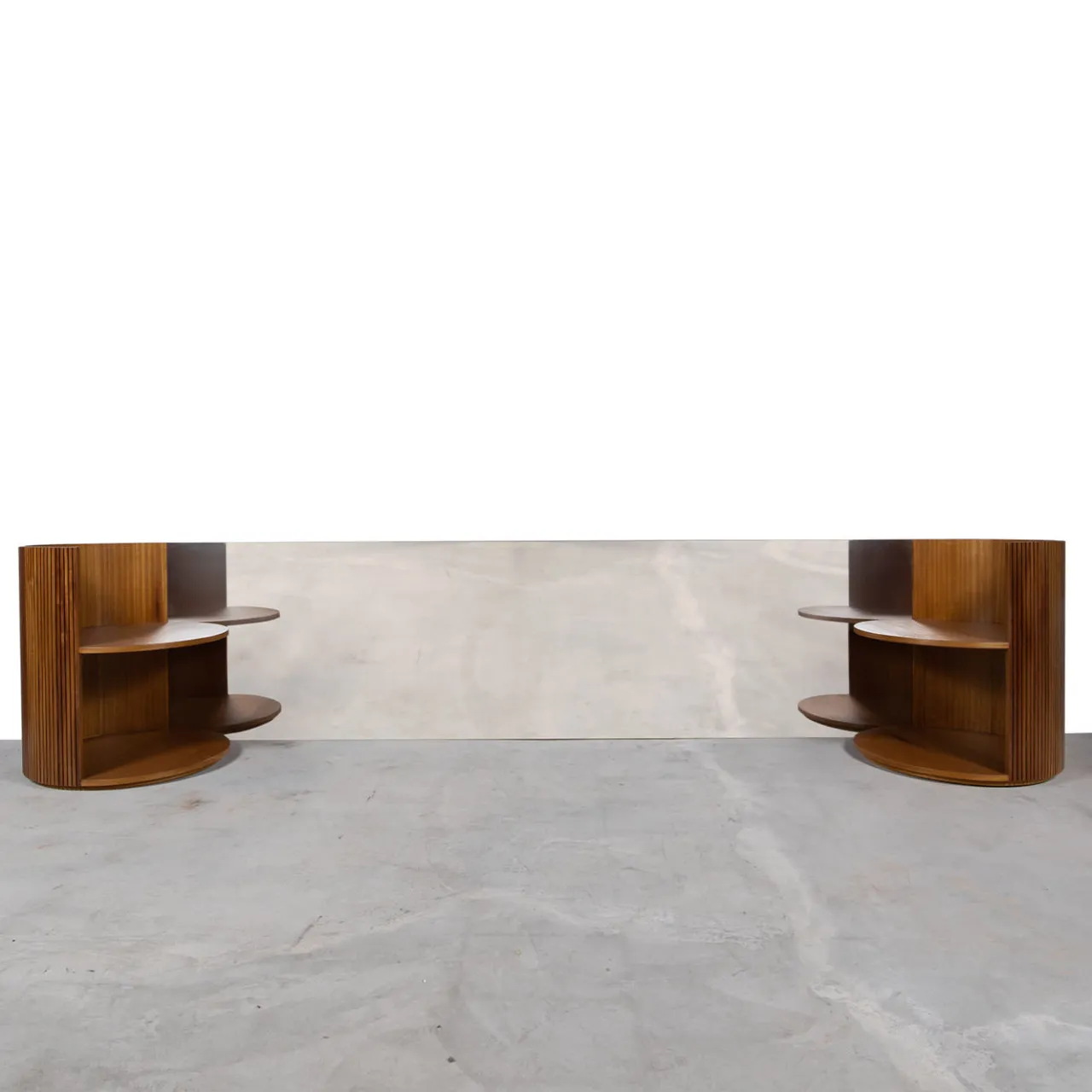 Maria Vittoria Paggini Nightstands<Verale Wood and Steel Headboard with Integrated Night Tables