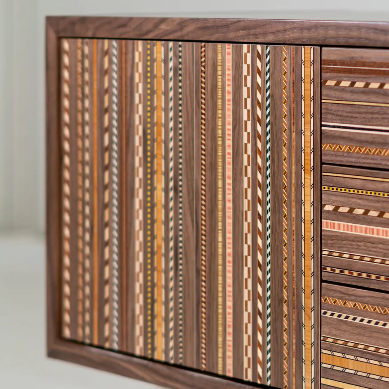 CG Capelletti Sideboards Buffets<Vertigo Inlaid Polychrome Walnut Sideboard