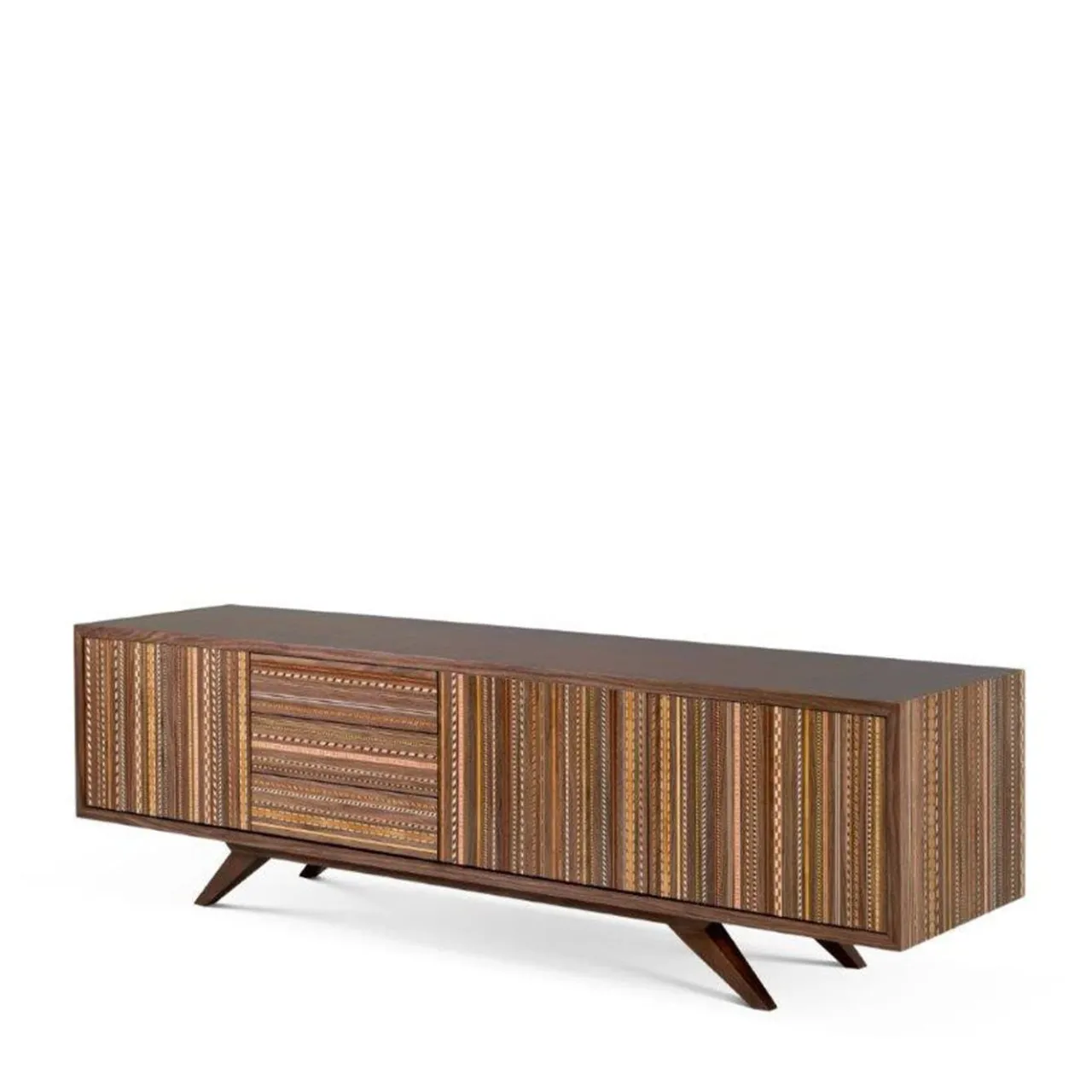 CG Capelletti Sideboards Buffets<Vertigo Inlaid Polychrome Walnut Sideboard
