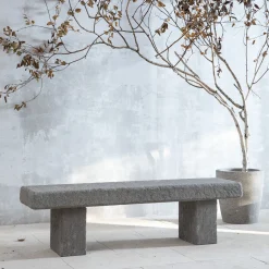 Veltha Outdoor Stone Design Outdoor Sofas & Benches<Vicum gray Peperino Stone outdoor bench