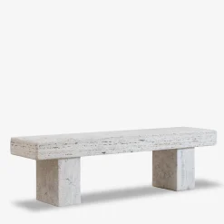 Veltha Outdoor Stone Design Outdoor Sofas & Benches<Vicum Travertine Stone Outdoor Bench