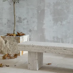 Veltha Outdoor Stone Design Outdoor Sofas & Benches<Vicum Travertine Stone Outdoor Bench