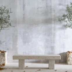Veltha Outdoor Stone Design Outdoor Sofas & Benches<Vicum Travertine Stone Outdoor Bench