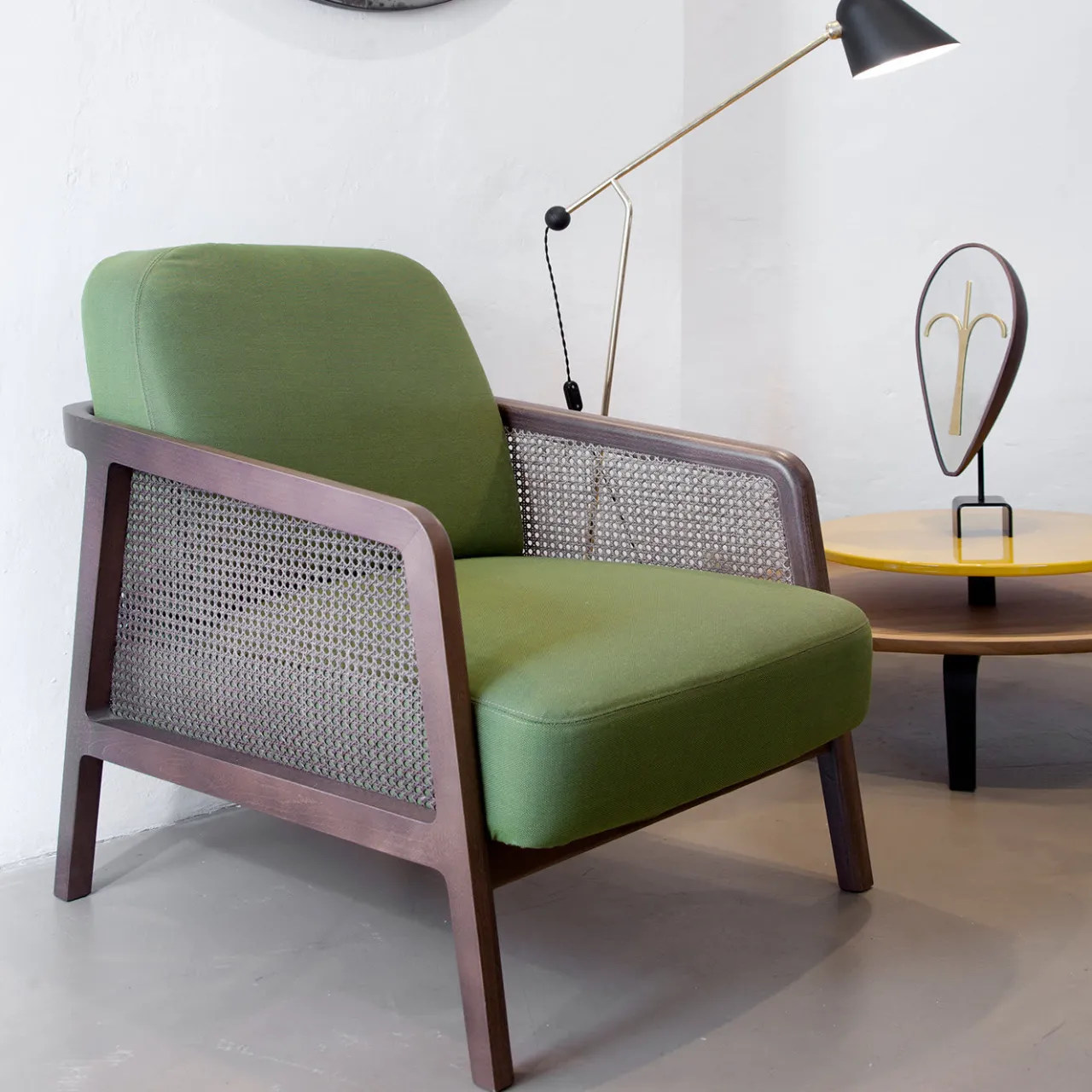 Colé Armchairs<Vienna Lounge Canaletto Walnut Green Armchair by Emmanuel Gallina
