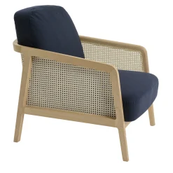 Colé Armchairs<Vienna Lounge Natural Beech Blue Armchair by Emmanuel Gallina