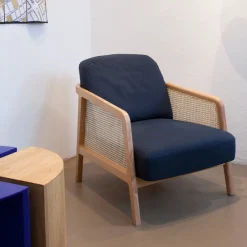 Colé Armchairs<Vienna Lounge Natural Beech Blue Armchair by Emmanuel Gallina