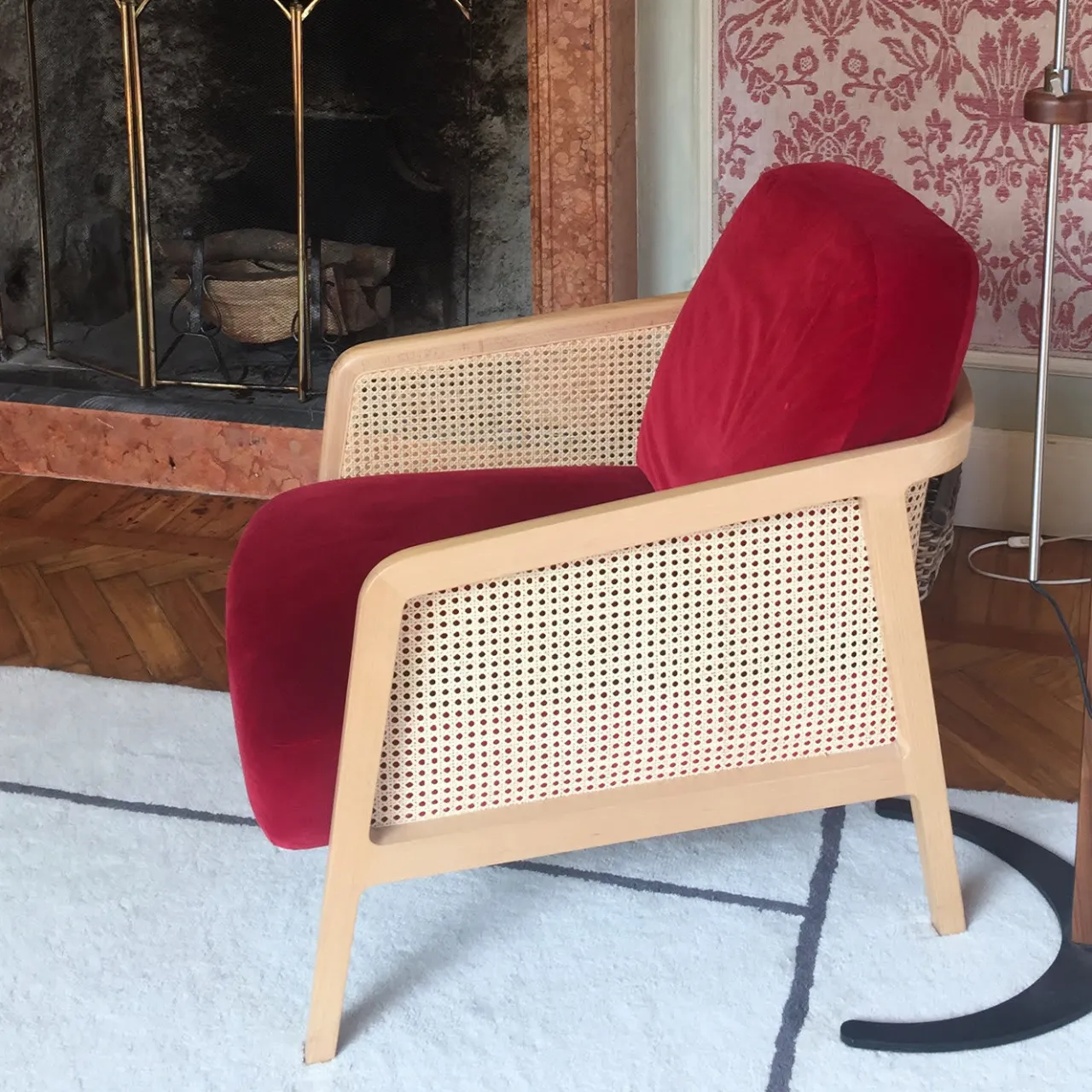 Colé Armchairs<Vienna Lounge Natural Beech Red Armchair by Emmanuel Gallina