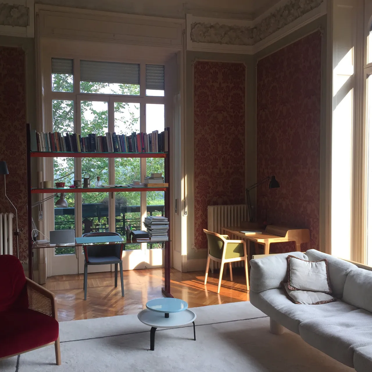 Colé Armchairs<Vienna Lounge Natural Beech Red Armchair by Emmanuel Gallina