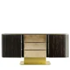 Marioni Sideboards Buffets<Vincent 3-Drawer Veneered Brown & Golden Sideboard by Studio 63