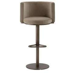 UNO Contract Bar Stools<Virna Taupe Velvet Swivel Bar Stool With Backrest