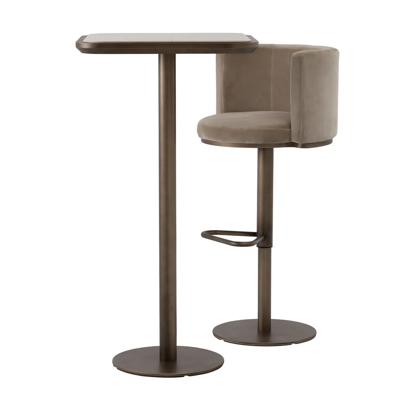 UNO Contract Bar Stools<Virna Taupe Velvet Swivel Bar Stool With Backrest