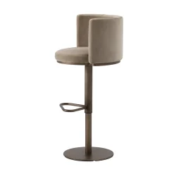 UNO Contract Bar Stools<Virna Taupe Velvet Swivel Bar Stool With Backrest
