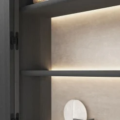 Giopagani Cabinets<Vittorio Black Rough Leather And Ash Wood Cabinet