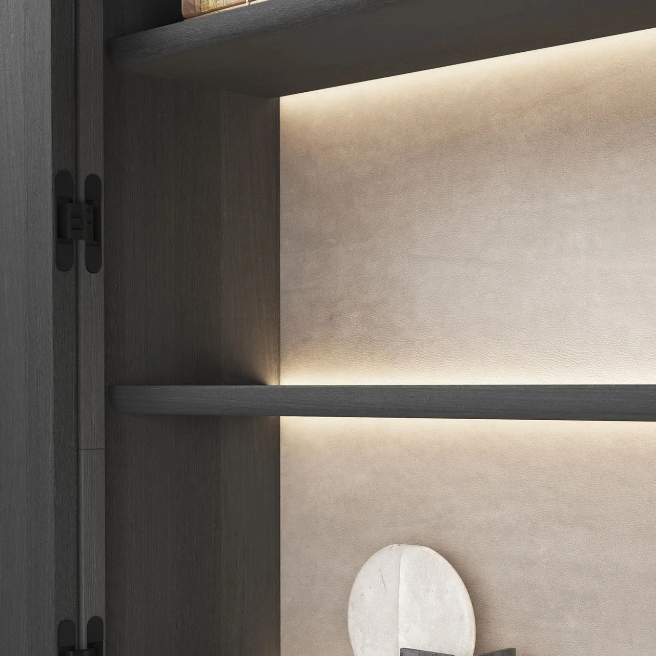 Giopagani Cabinets<Vittorio Black Rough Leather And Ash Wood Cabinet
