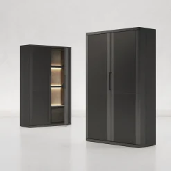 Giopagani Cabinets<Vittorio Black Rough Leather And Ash Wood Cabinet