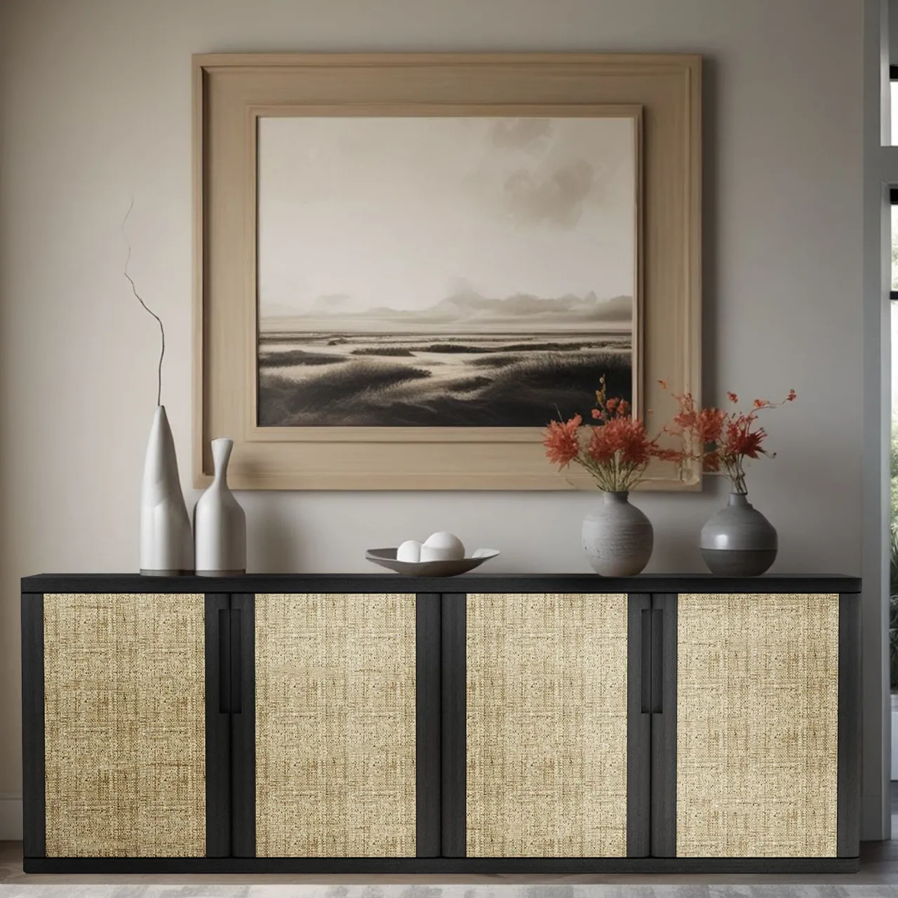 Giopagani Sideboards Buffets<Vittorio Miel Natural Raphia Sideboard