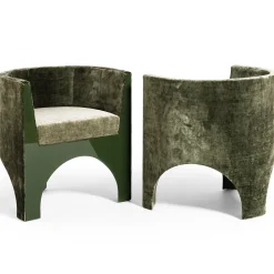 Fratelli Boffi Chairs<Volta Curve Green Velvet Chair by Storagemilano