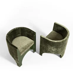 Fratelli Boffi Chairs<Volta Curve Green Velvet Chair by Storagemilano