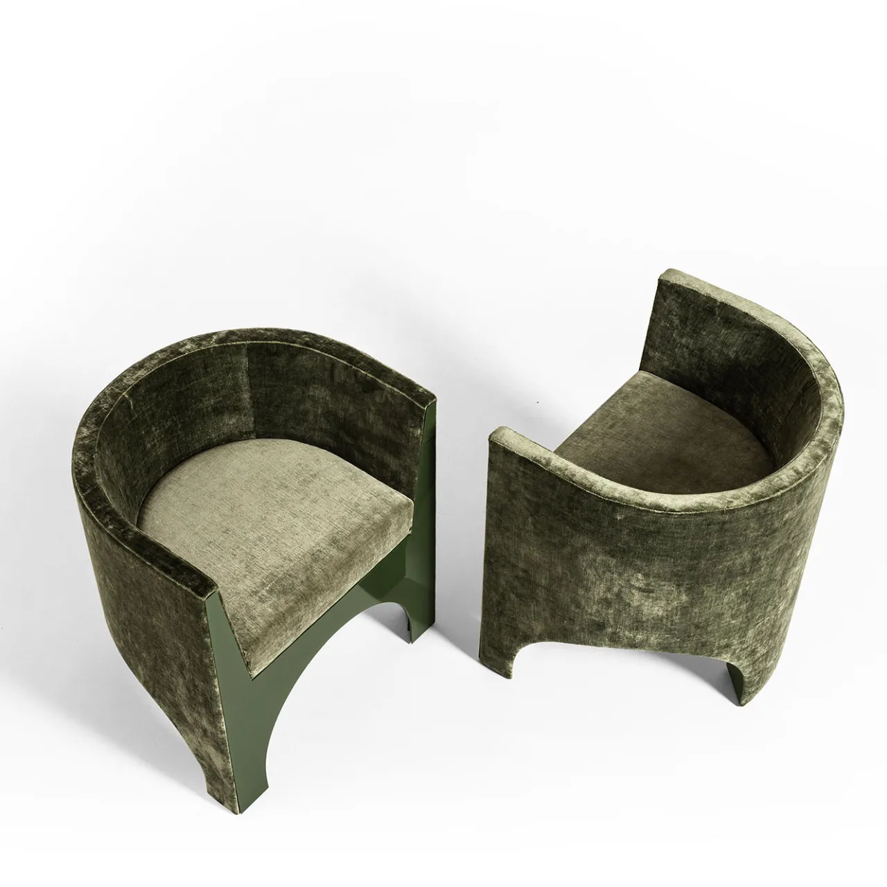 Fratelli Boffi Chairs<Volta Curve Green Velvet Chair by Storagemilano
