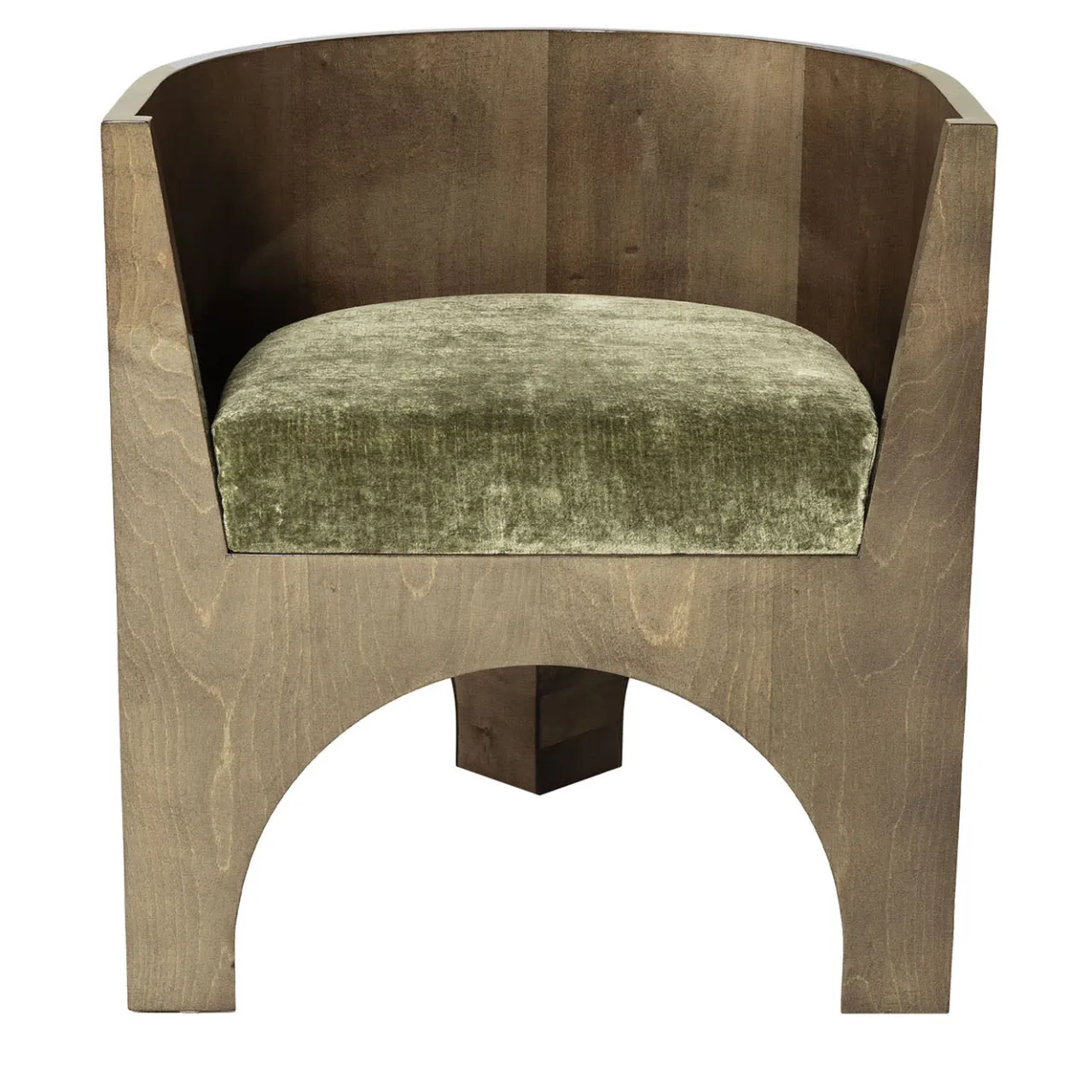 Fratelli Boffi Chairs<Volta Wood and Green Velvet Cushion Chair by Storagemilano