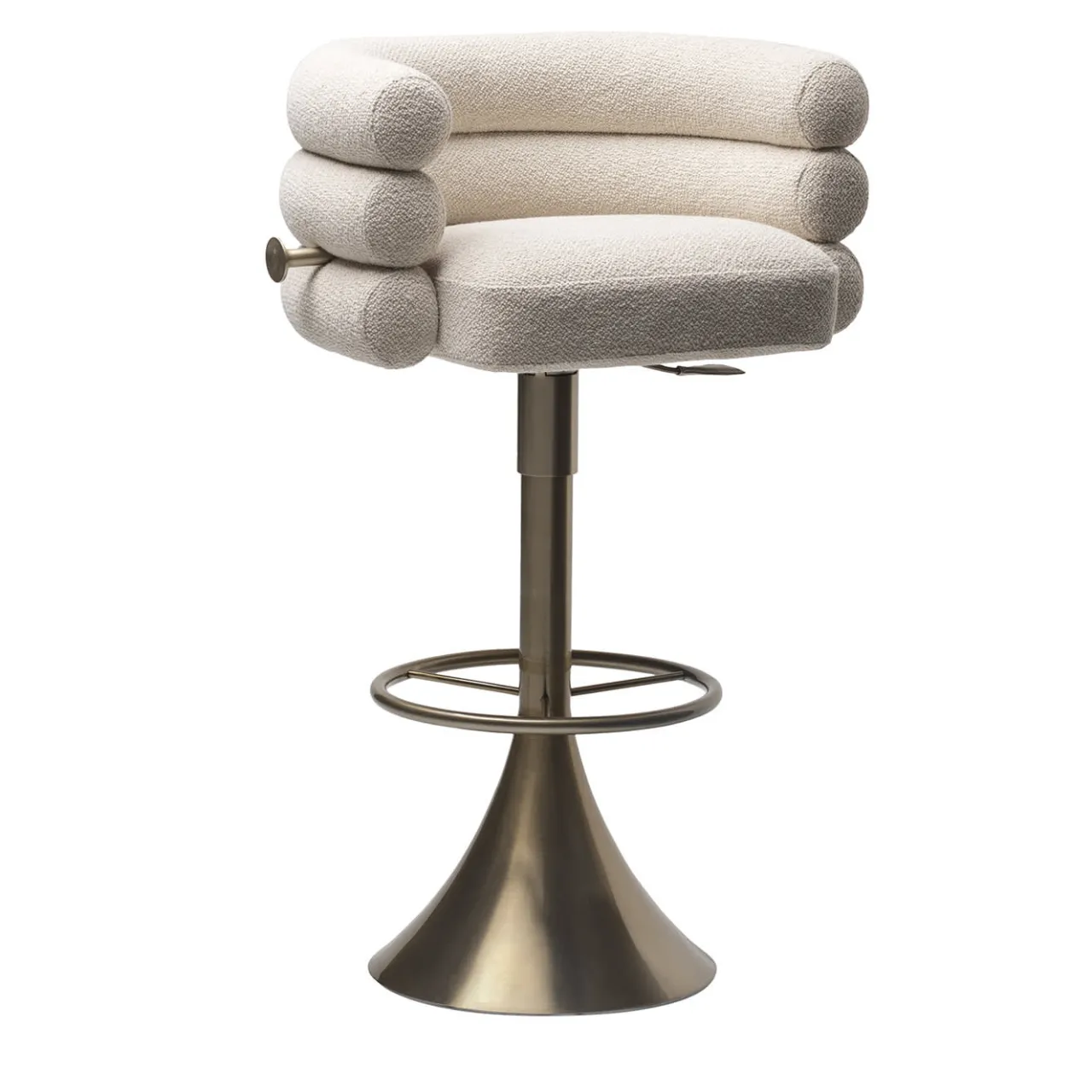 Visionnaire Bar Stools<Voluptas White Fabric And Satin Gold Bar Stool