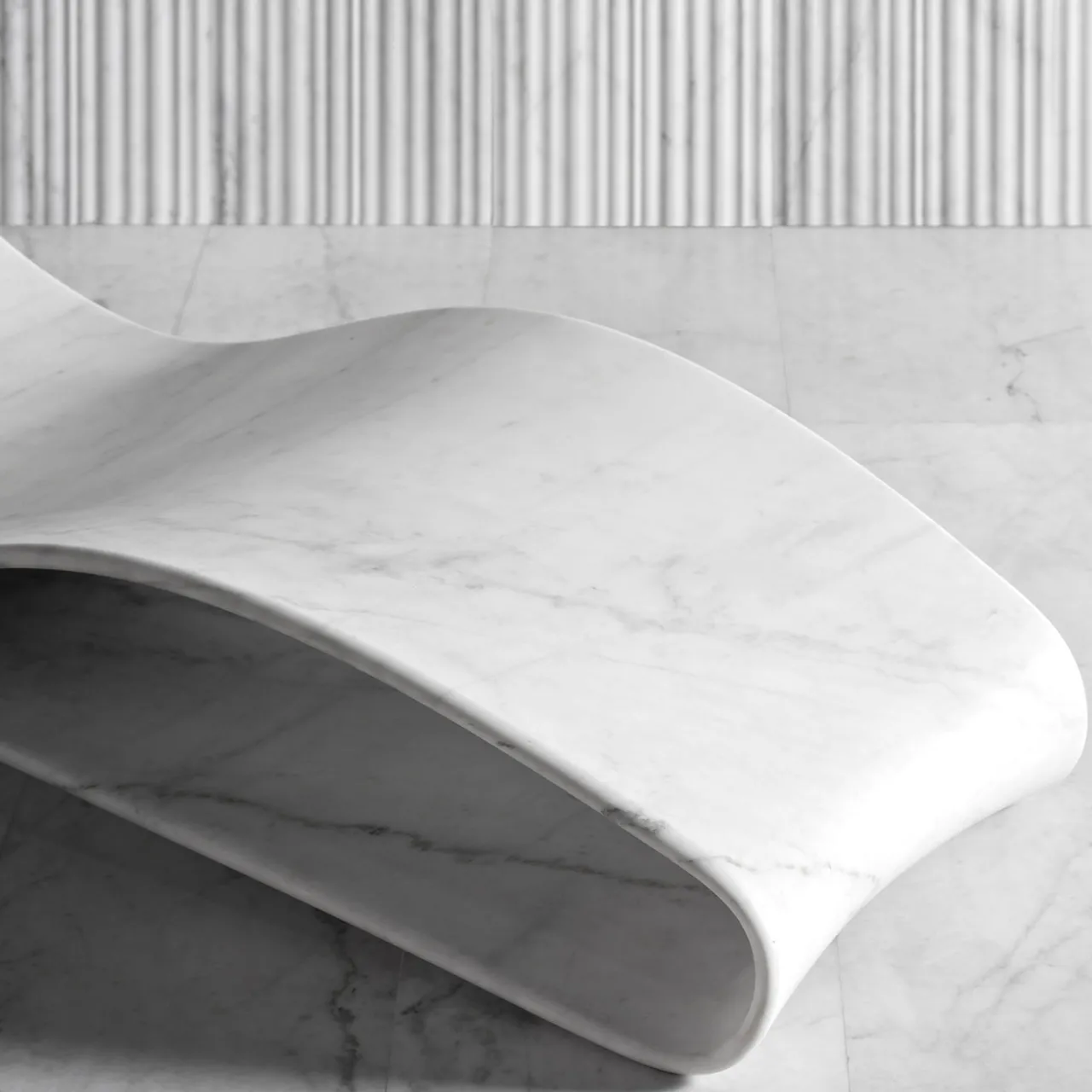 Luce Di Carrara Chaises<Volute White Marble Chaise Lounge