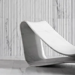 Luce Di Carrara Chaises<Volute White Marble Chaise Lounge