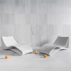 Luce Di Carrara Chaises<Volute White Marble Chaise Lounge