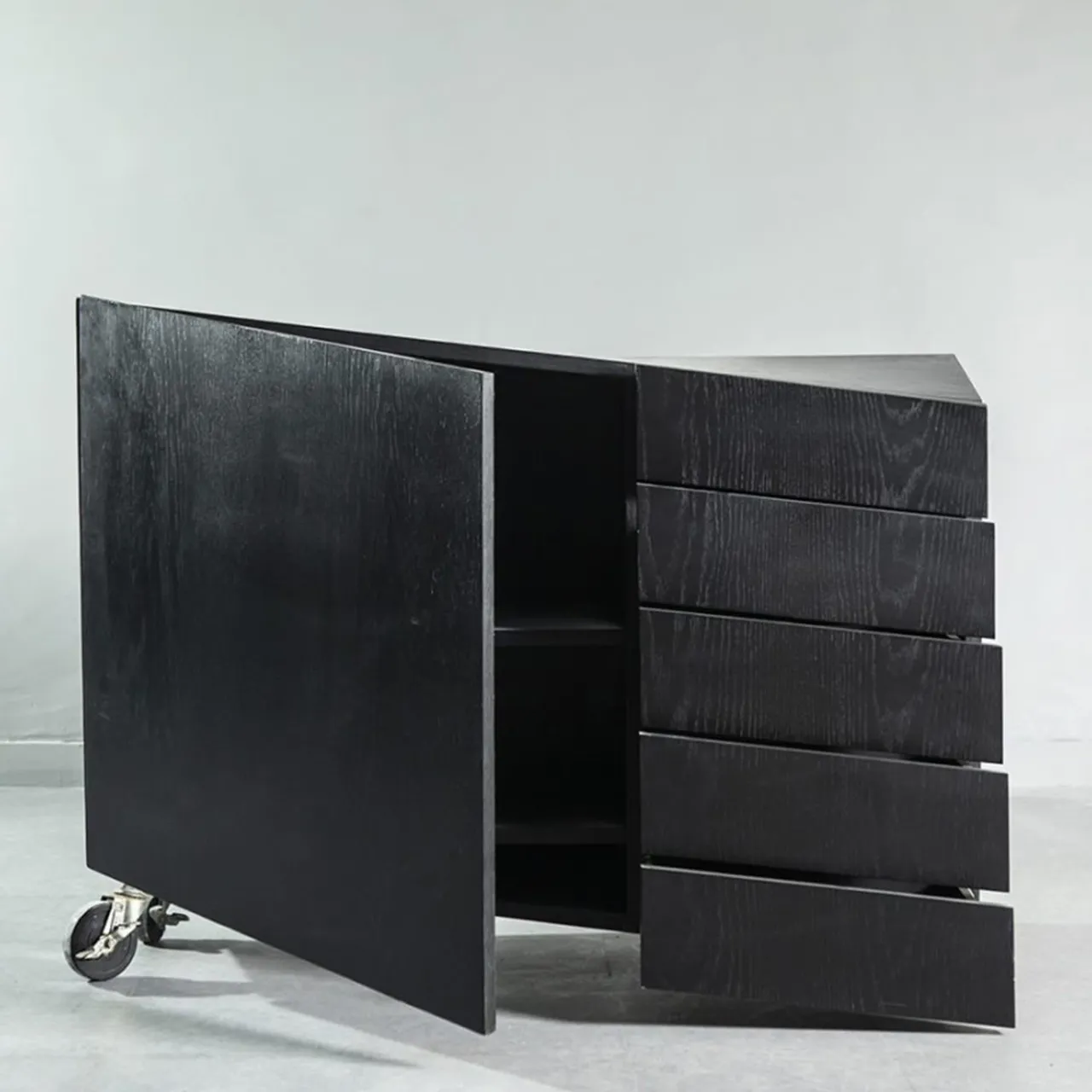 Paolo Pallucco Dressers<W Il Toro Black Lacquered Oak Dresser
