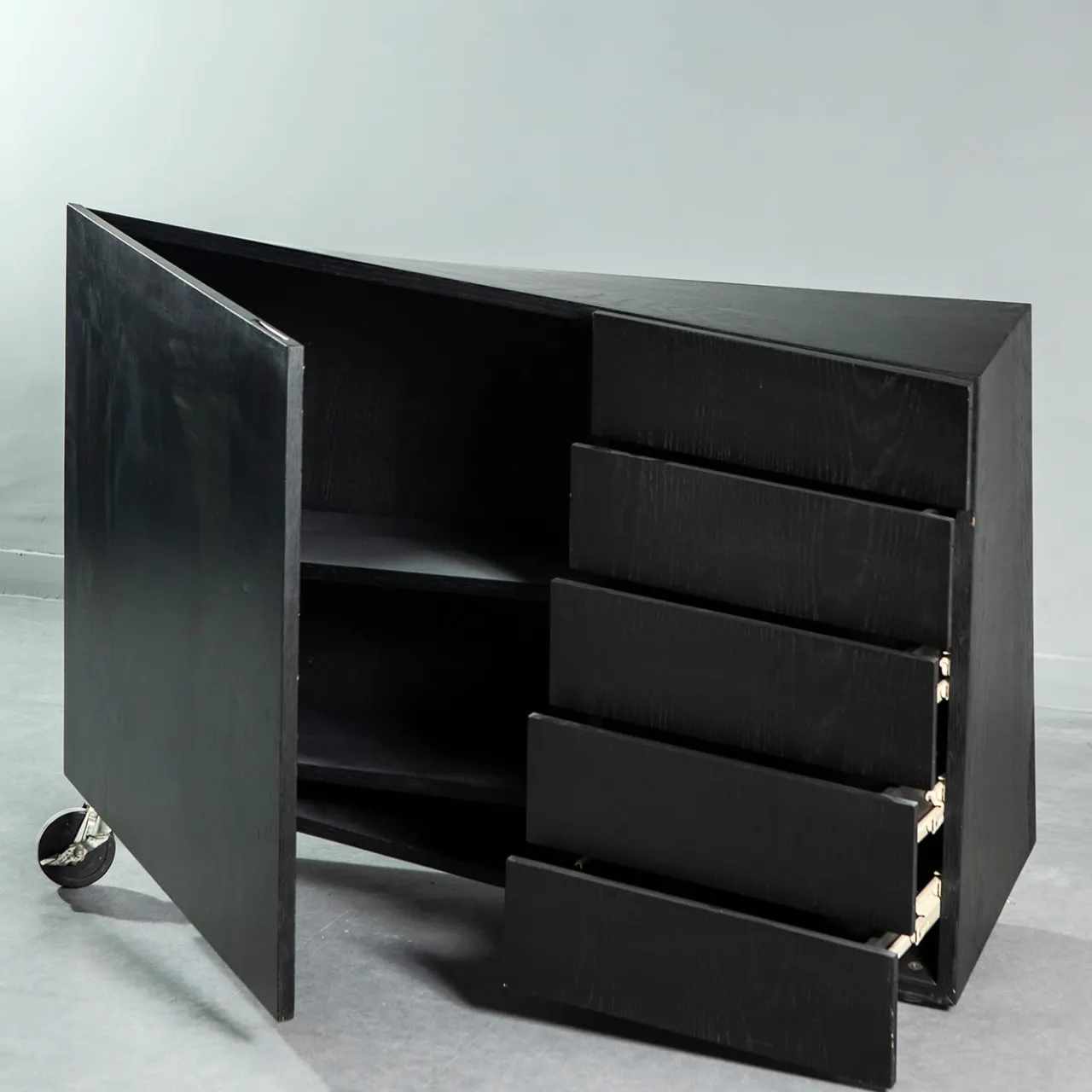 Paolo Pallucco Dressers<W Il Toro Black Lacquered Oak Dresser