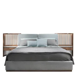 Annibale Colombo Beds<Walnut Bed With Built-In Nightstands & Upholstered Bed Frame