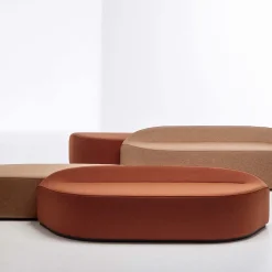 La Cividina Ottomans & Poufs<Waves Orange Trapezium Ottoman with Backrest