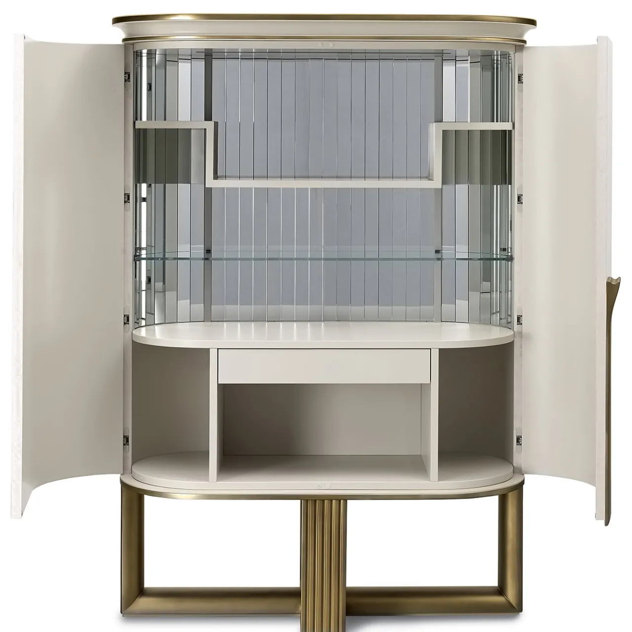 A.R. Arredamenti Cabinets<White and Gold Bar Cabinet