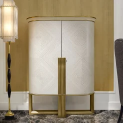 A.R. Arredamenti Cabinets<White and Gold Bar Cabinet