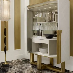A.R. Arredamenti Cabinets<White and Gold Bar Cabinet