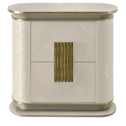 A.R. Arredamenti Nightstands<White and Gold Bedside Table