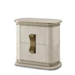 A.R. Arredamenti Nightstands<White and Gold Bedside Table