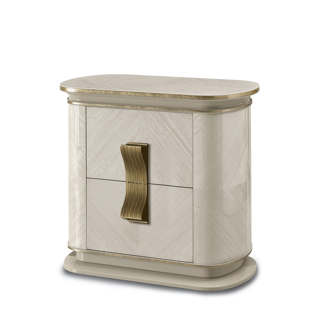 A.R. Arredamenti Nightstands<White and Gold Bedside Table