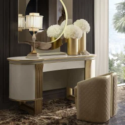 A.R. Arredamenti Desk & Writing Tables<White and Gold Vanity Desk