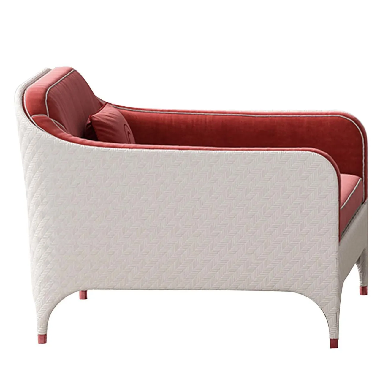 CPRN Homood Outdoor Armchairs<White Armchair with Red Cushions