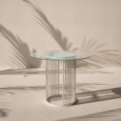 Galbiati Fratelli Outdoor Dining Tables<White Aura Round Outdoor Dining Table with Glass Top