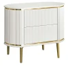 Morello Gianpaolo Nightstands<White Bedside Table with Two Drawers and Gilded Accents