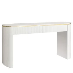 Morello Gianpaolo Consoles<White Console with Two Drawers and Gilded Accents