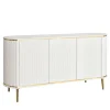 Morello Gianpaolo Cabinets<White 3-Door Cabinet with Canneté Detailing and Gold Accents
