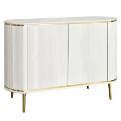 Morello Gianpaolo Cabinets<White 2-Door Cabinet with Canneté Texture and Gold Accents