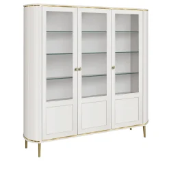 Morello Gianpaolo Cabinets<White 3-Door Glass and Wooden Cabinet