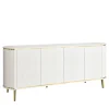 Morello Gianpaolo Sideboards Buffets<White 4-Door Sideboard with Canneté Texture