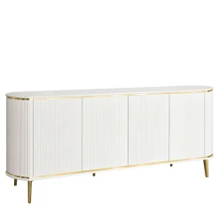 Morello Gianpaolo Sideboards Buffets<White 4-Door Sideboard with Canneté Texture